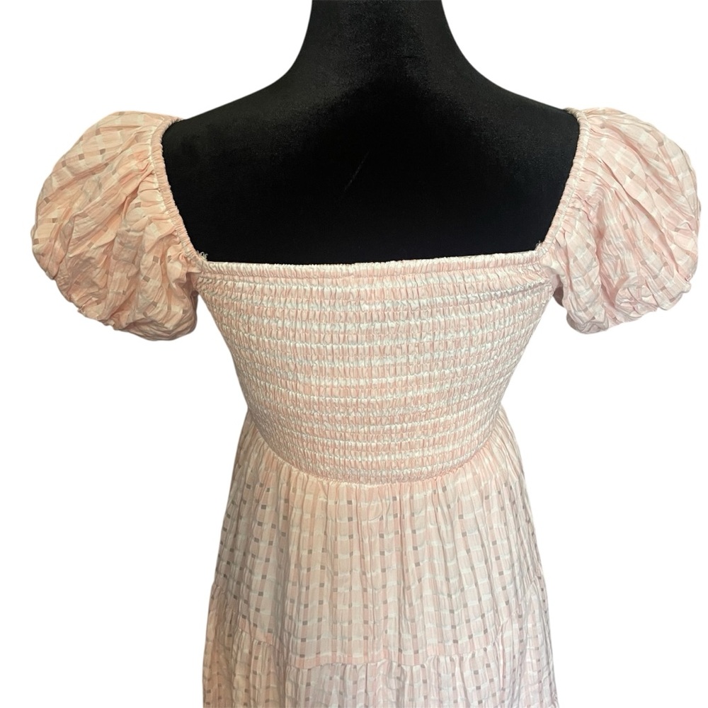 Mable Light Pink Smocked Puff Sleeve Maxi Dress - Picture 3 of 15